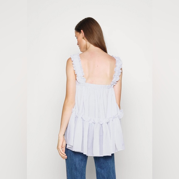 Brogger | olive babydoll ruffle-trimmed shell top | NWT size L - Picture 7 of 16